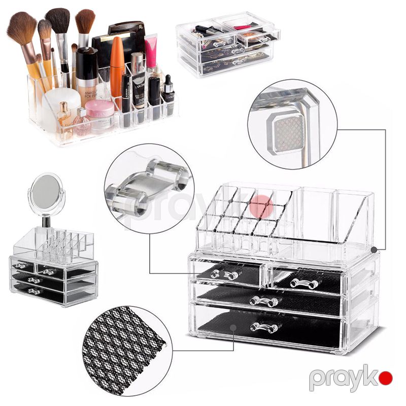 Güzgülü 3 Çekmeceli Akril Kosmetik Organizer JN-878 3 Çekmece və Güzgü ilə Kosmetik Makiyaj Rəfi — Gözəllik və səhiyyə, Bakı (4)
