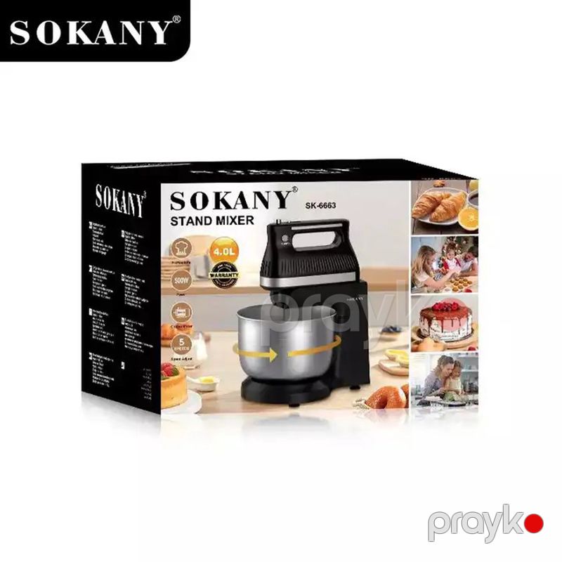 Sokany SK-6663 Mətbəx Mikseri 500W Yüksək Güclü Saf Mis Motor Beş Pilləli Sürət Tənzimləməsi Tutum 4L — Blenderlər, xırdalayanlar və mikserlər, Bakı (5)
