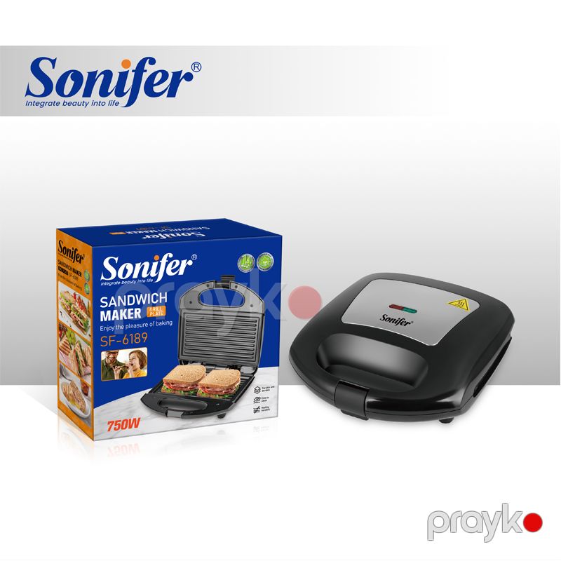 Sonifer SF-6189 - Toster, Tost və Sendviç Hazırlama, 750W Güc, İki Dilim, Paslanmayan Polad, Plastik Material — Toster və vaflyasıcı, Bakı (6)