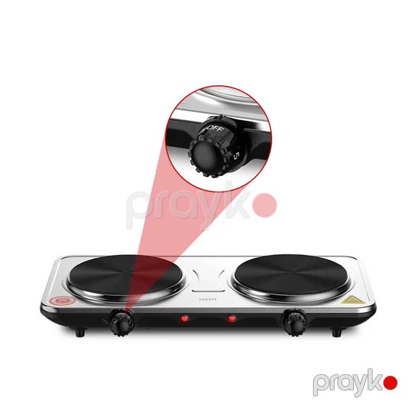 Sokany SK-5102 Elektrikli Soba Paslanmaz Polad Plitə Qızdırıcı 2 Ocaqlı Qızdırıcı 2000W — Plitələr, Bakı (3)