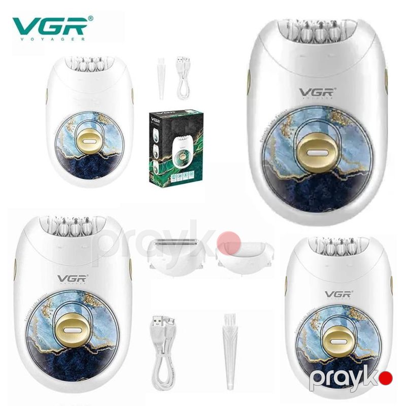 VGR V-736 3 In 1 Epilator Quru Epilyasiya, Üz və Bədən üçün, Dəyişdirilə Bilən Başlıqlar, İki Sürət Rejimi — Usturalar, trimmerler və epilyatorlar, Bakı (5)