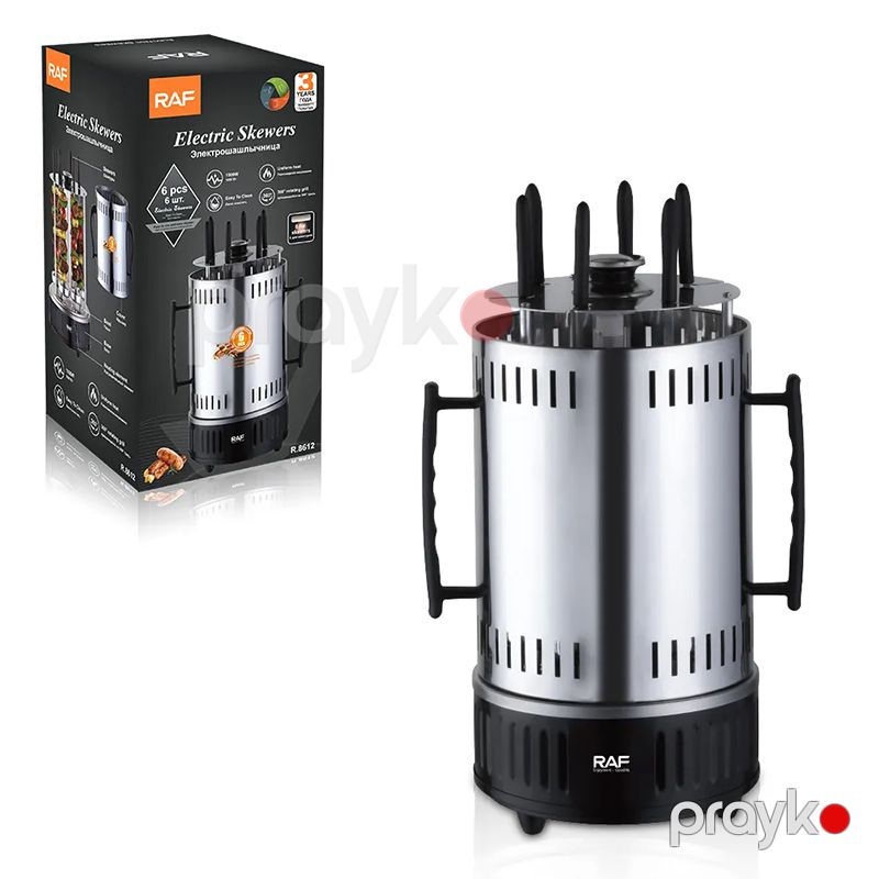 RAF R.8612 Çoxfunksiyalı Elektrikli Manqal Şaquli Portativ Fırlanan Barbekü 1000W — Soba və qrillər, Bakı (2)