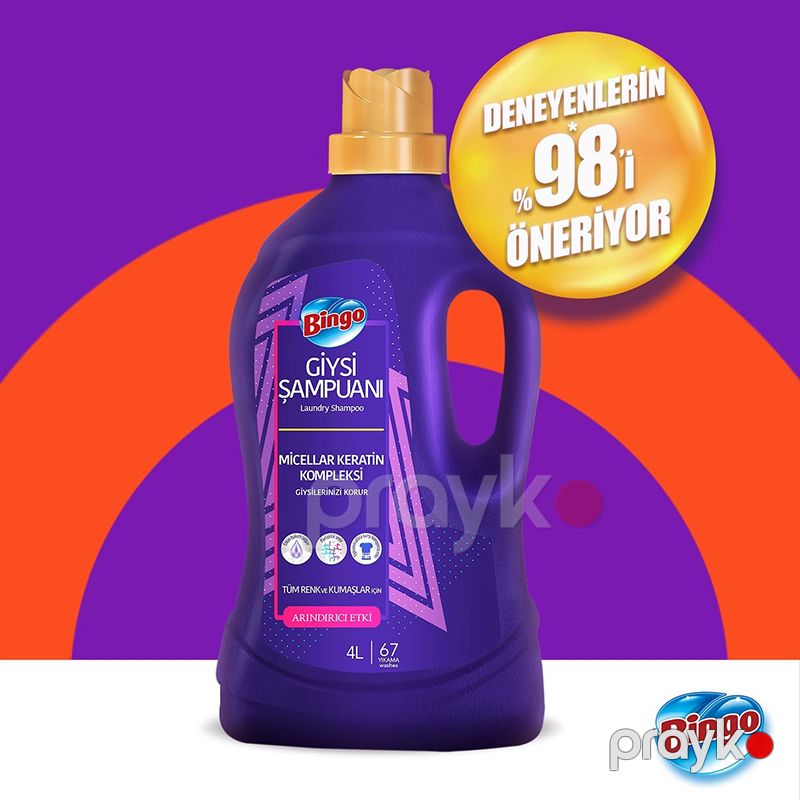 Bingo Giysi Şampuanı Karma Paket 4L Bingo Giysi Şampuanı Rengli Arındırıcı&canlandırıcı Giysi Şampuanı — Mallar, Bakı (6)