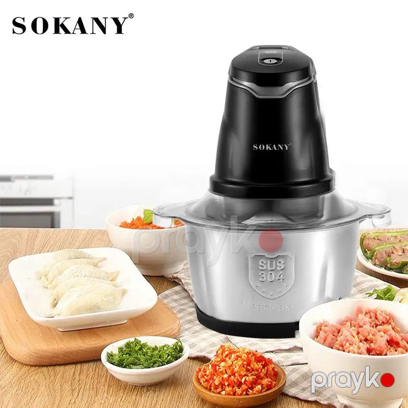 Sokany SK-7020 Mini Elektrik Ətçəkən Maşın 2L 400W Gücündə Paslanmaz Polad Mətbəx Doğrayıcısı — Blenderlər, xırdalayanlar və mikserlər, Bakı (3)