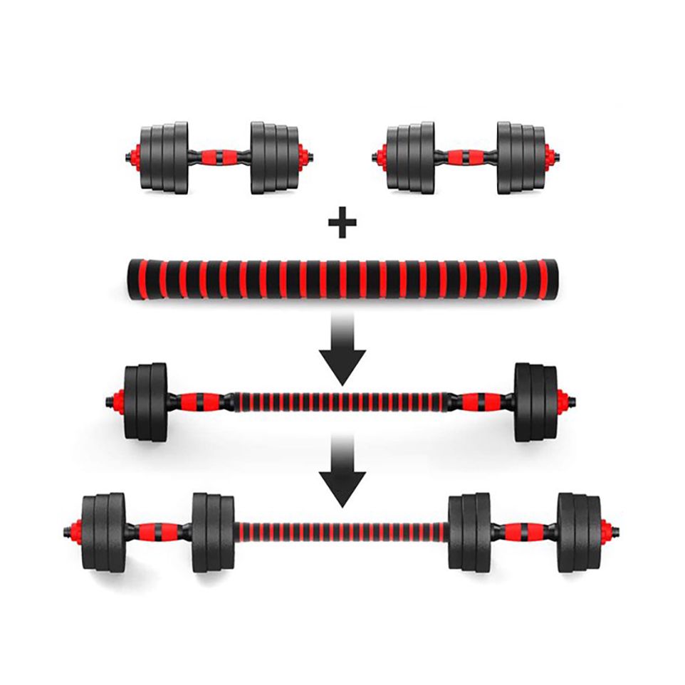 Qantel Dəsti 40kq Ştang 2x 20kq Qantel Plastik Örtüklü Tənzimlənən — Fitness və simulyatorlar, Bakı (2)