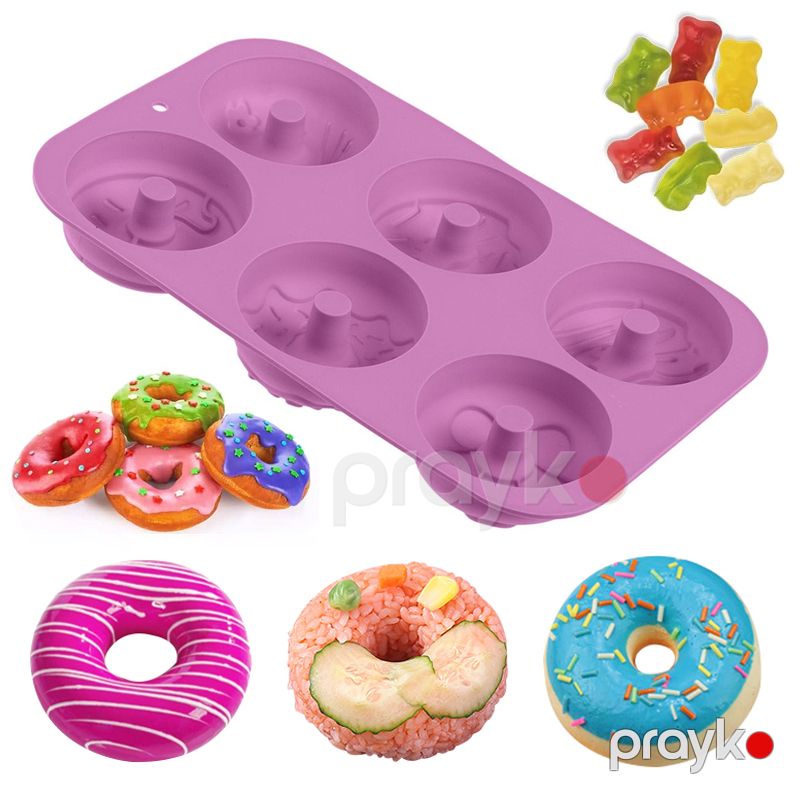 Bənövşəyi Mavi rengli Donuts üçün Silikon Qəlib 6 Yeri olan silikon keks qabı yapışmayan ponçik qəlibi — Qablar və mətbəx əşyaları, Bakı (6)