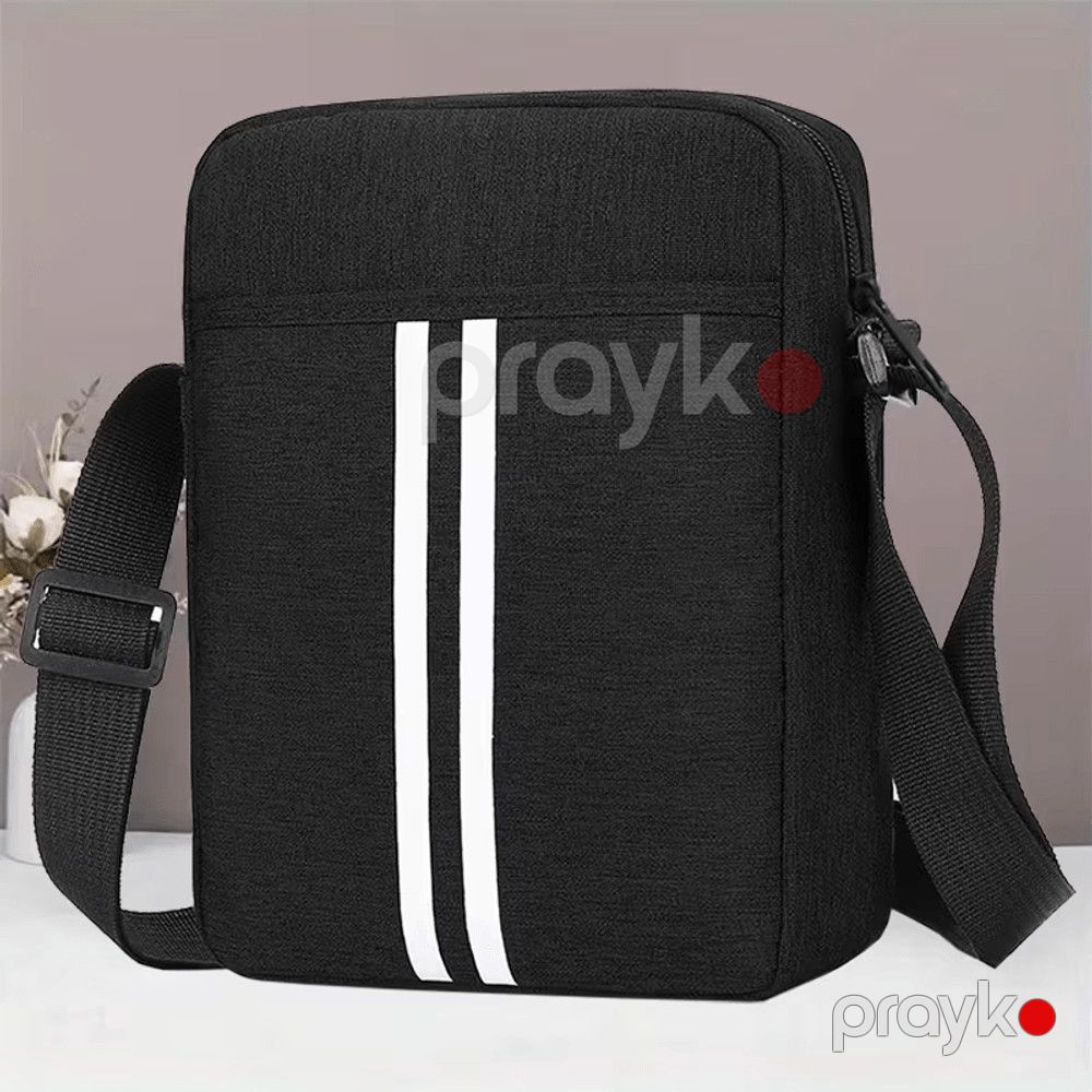 Kross-bodi çanta, qara/ağ, neylon, 18x22 sm — Mallar, Bakı (2)