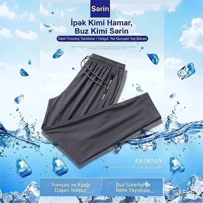 İstiyə SON Premium "Buz İpək" (Ice Silk) Kişi Şalvarı — Bu Yay Sizin Şəxsi Kondisioneriniz Olacaq — Kişi geyimi, Bakı (6)