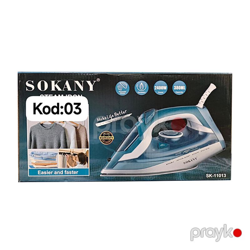 Ütü Sokany SK-11013 Elektrikli Ütü Mavi Rəngli Güclü Buxarlı ütü — Ev texnikası, Bakı (3)