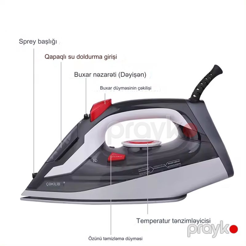 Dessını DS-778 Paslanmayan Polad Altlıqlı Buxarlı Ütü 3000W Gücündə Yüksək Keyfiyyətli Elektrikli Peşəkar Buxarlı Ütü — Ev texnikası, Bakı (5)