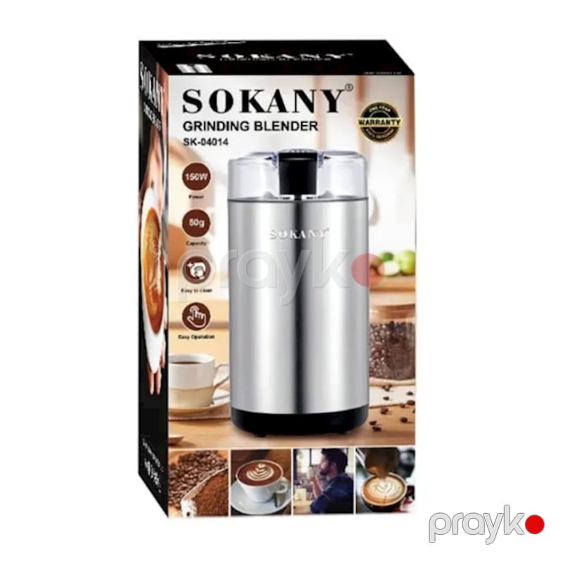Sokany SK-04014 - Elektrikli Qəhvə Üyüdücü, 50 qram Həcm, Gümüş 150 Vt Paslanmayan Polad Plastik Toxunuşlu İdarəetmə — Digər mətbəx texnikası, Bakı (5)