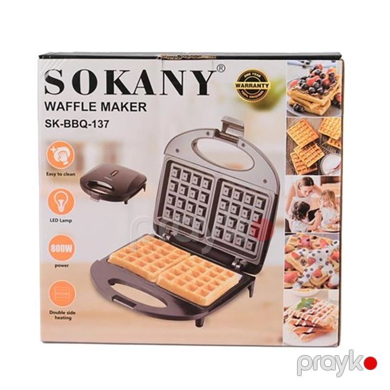 Sokany Elektrikli Çoxfunksiyalı Vafli Hazırlayan 800W Gücə Malik Waffle Maker — Toster və vaflyasıcı, Bakı (8)