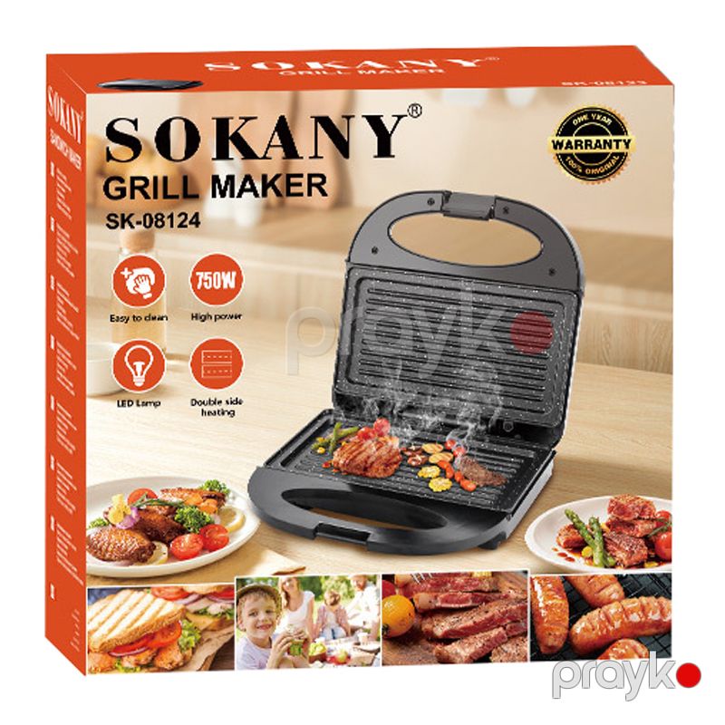 Sokany SK-08124 - Avtomatik Yapışmayan Örtük Press Qril 750W Toster Sendviç Qril Maker Toster — Toster və vaflyasıcı, Bakı (5)