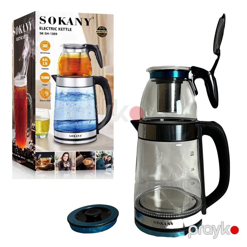 Sokany Elektrik Çaydanı SK-SH-1089 Seramik Süzgəzli Şüşə Çaydan Yüksək Keyfiyyətli Sokany Şüşə Çaydan Dəsti — Elektrik çaydanları və termoslar, Bakı (5)