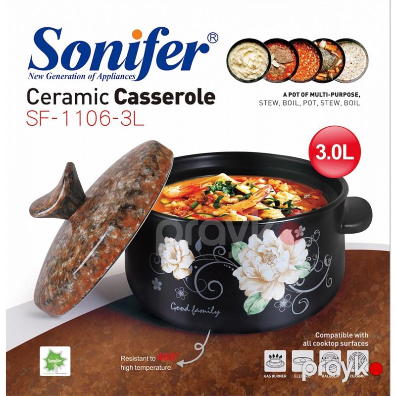 Sonifer SF-1106 Keramika Qazan Yüksək Temperatura Davamlı Qazan — Qablar və mətbəx əşyaları, Bakı (2)