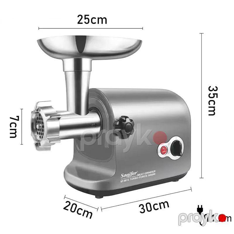Sonifer SF-5012 Yüksək keyfiyyətli 220V elektrikli kiçik ətmaşını 3000W güclü Ətçəkən maşın — Digər mətbəx texnikası, Bakı (6)