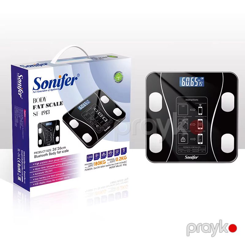 Sonifer SF-1913 LED Ekrana Sahib 180 kq-a Qədər Çəki Üçün Elektron Döşəmə Tərəzisi Ev Üçün Rəqəmsal Şüşə Məişət Tərəzisi — Tərəzi, Bakı (2)