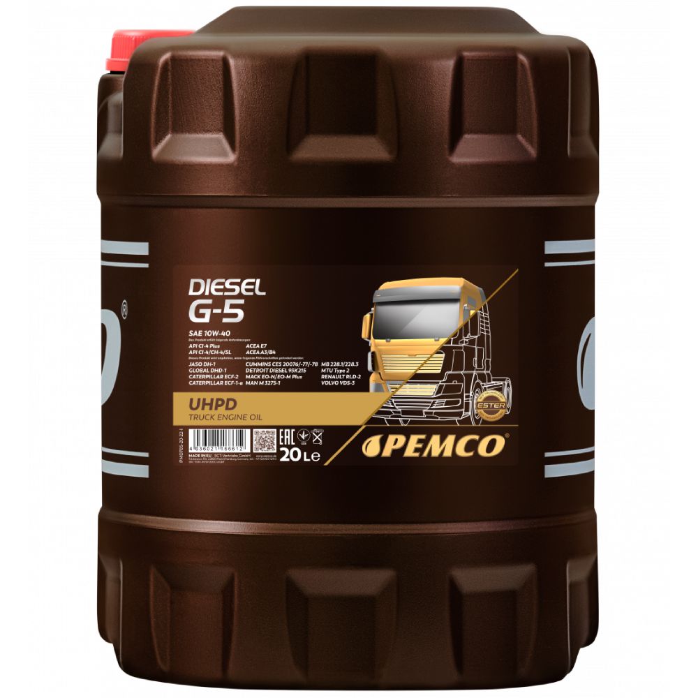 Mühərrik yağı Pemco Diesel G-5 Uhpd SAE 10W-40 20 lt — Motor yağları, Bakı