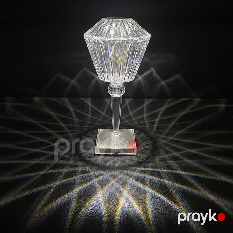 Kristal Stol Lampası 3 Yönlü Dəyilə Bilən İşıqlı Brilyant Seriyası Crystal Lampa Şəffaf LED Otaq Lampası — Mallar, Bakı (4)