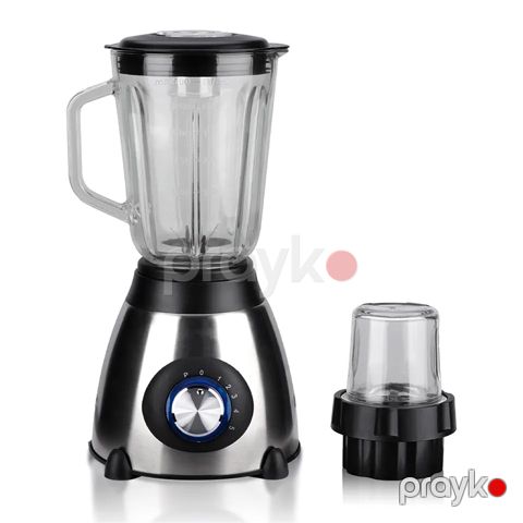 2-si 1-də Professional Şüşə Mətbəx Blenderi 5Sürət Ayarlı 03L Üyüdücü Başlığı İlə Dayanıqlı Gümüş 1.5L Smoothie Blender Dəsti — Bakı