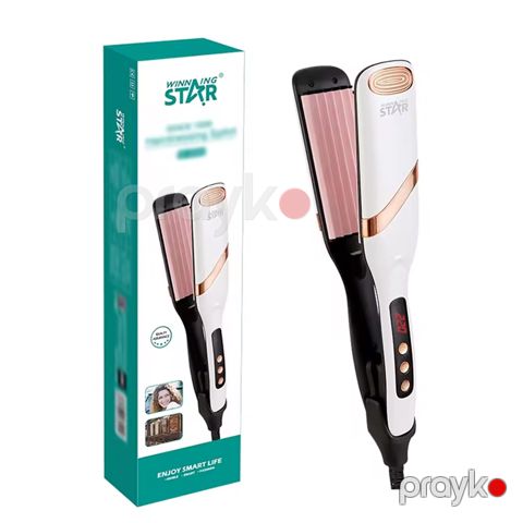 Winning Star ST-5704 Elektrik Keramik Saç Feni Buruq Saç Curlers Ağ Rengli Zig Zag Buruq Feni — Bakı