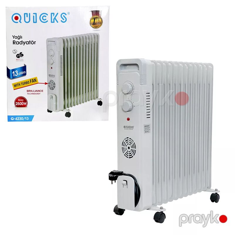 Radiator Q-4230 Yağlı Qızdırıcı Turbo Ventilyatorlu F 13-lü Qızdırıcı Radiator 2500W Səmərəli Yağ Radiatoru — Isıtıcılar və isı ventilatorları, Bakı (4)