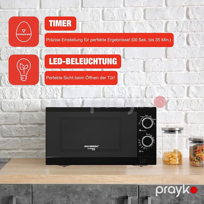 Hausberg HB8005NG Mikrodalğalı Soba 20lt Qara 700W Defrost Funksiyasına malik Mikrodalğalı Soba — Mikrodalğalı sobalar, Bakı (5)