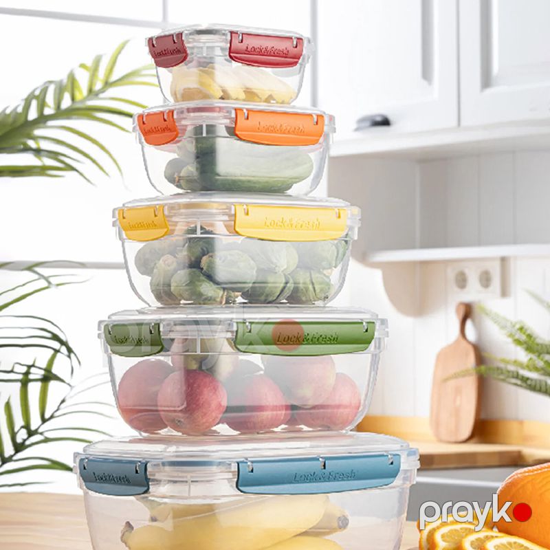 5li Saxlama Qabı Dəsti Lock & Fresh Düzbucaqlı Saxlama Qabı 4000, 2300, 1400, 800, 400 ML — Qablar və mətbəx əşyaları, Bakı (5)