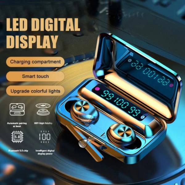 F9-10 Mini TWS Sudan və küydən müdafiəli Simsiz qulaqlıq + Powerbank — Simsiz qulaqlıqlar, Bakı (2)