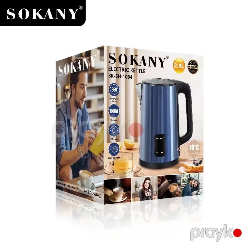 Sokany SK-SH-1084 Elektrikli Çaydan Paslanmaz Polad Elektrikli Çaydan 1500W — Elektrik çaydanları və termoslar, Bakı (6)