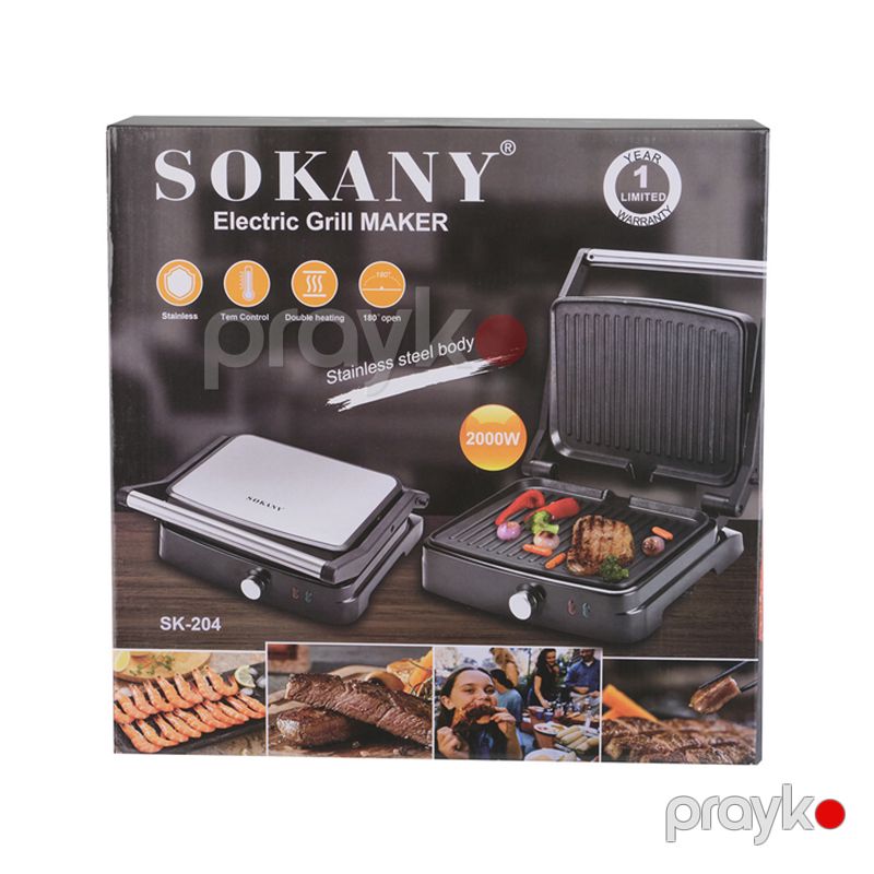 Sokany SK-204 Çoxfunksiyalı Elektrikli Toster Sandviç Biftek İzgaralar Hazırlayıcı Toster 2000 W — Toster və vaflyasıcı, Bakı (6)