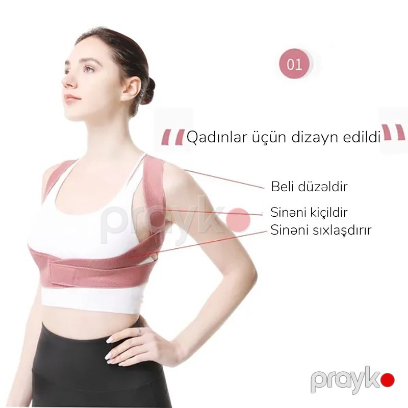 Qadınlar üçün Tənzimlənəbilən Duruş Korrektoru Dəstək Kəməri Onurğa Çiyin Bel Duruşunun Korreksiyası — Gözəllik və səhiyyə, Bakı (4)