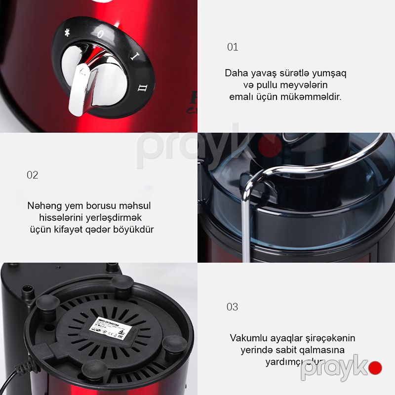 RAF Çoxfunksiyalı Şirəçəkən Maşın 3 Sürət Ayarı 10000RPM Ekstraktı Avropa Dizaynlı Vitamin Şirəsi Çıxaran Maşın 1000W — Digər mətbəx texnikası, Bakı (4)
