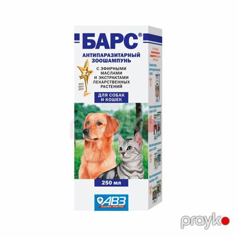 Şampun "АВЗ Барс" itlər və pişiklər üçün, parazitlərə qarşı, repellent, 250 ml — Bakı