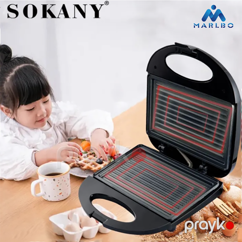 Sokany Elektrikli Qril Sendvic Maşını SK-116 Xüsusi Yapışmayan Örtüklü Profesionnal Termostat Nəzarətli Toster Grill Maker Sandwich Maker — Toster və vaflyasıcı, Bakı (5)