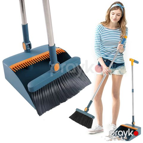 Döşəmə Təmizliyi Sçün Süpürge və Xəkəndaz Dəsti 180° Dönəbilən Başlıklı Uzun Saplı Güçlü Süpürge Seti Yumuşak Fırça — Bakı