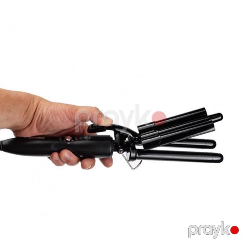 Pro Mozer Mz 6621 keramika örtüklü dalğalı saç buruqları üçün üçlü buruq ütü — Fən, Bakı (2)