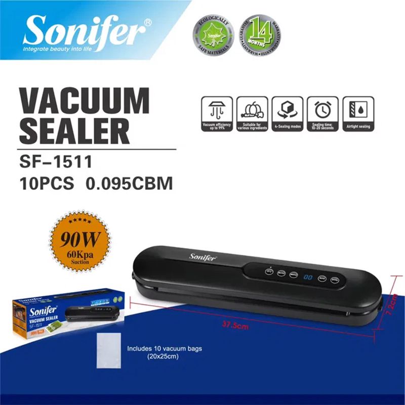 Sonifer SF-1511 Vakkum Cihazı 10 ədəd Vaccum Sealer 10PSC Mətbəx Üçün Elektrikli Vakumlu Paketləlmə cihazı — Fitness və simulyatorlar, Bakı (6)