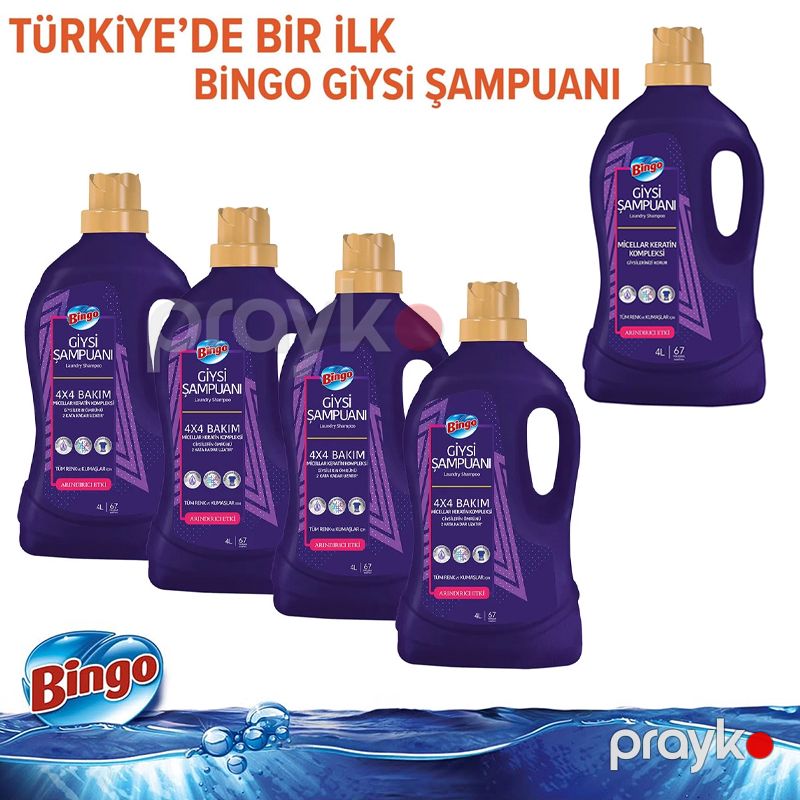 Bingo Giysi Şampuanı Karma Paket 4L Bingo Giysi Şampuanı Rengli Arındırıcı&canlandırıcı Giysi Şampuanı — Mallar, Bakı (7)