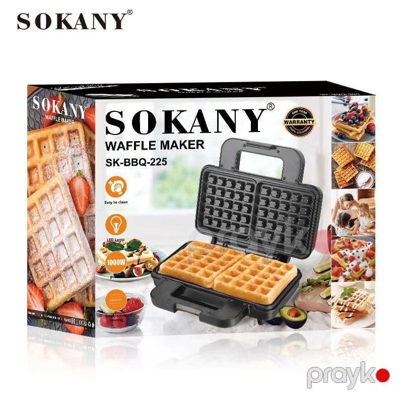 Sokany SK-BBQ-225 - Vafli Bişiricisi, 1000 Vt Yüksək Güclü, İki Tərəfli Qızdırıcı, Yapışmayan Örtük, Asan Təmizlənir, Kompakt və Portativ — Toster və vaflyasıcı, Bakı (6)