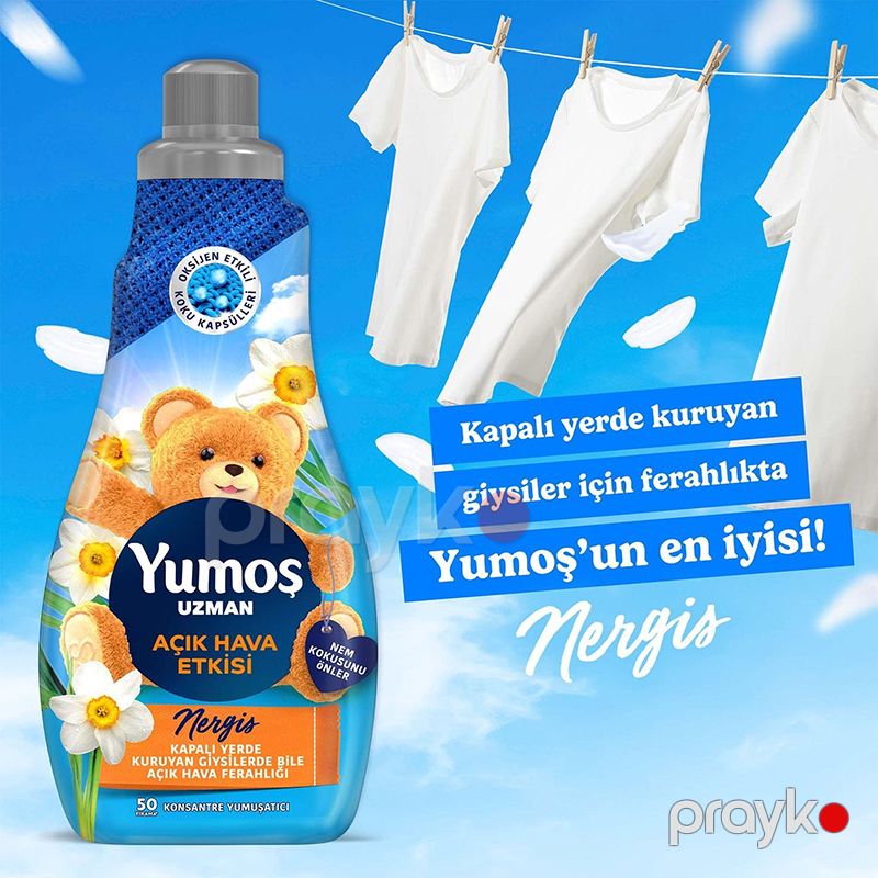 Yumoş Uzman Açık Hava Etkisi Yumuşatıcı 1200 ml Nergis Çamaşır Yumuşatıcısı Geyim Yumuşatıcı Açık Hava Esintisi — Mallar, Bakı (2)