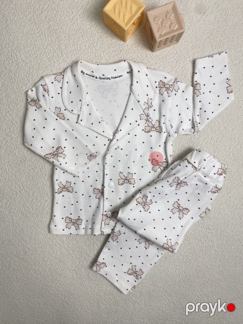 Şalvarlı pijama dəsti qızlar üçün VC_2625647, pambıq, ağ, ölçü 9-12 ay — Bakı