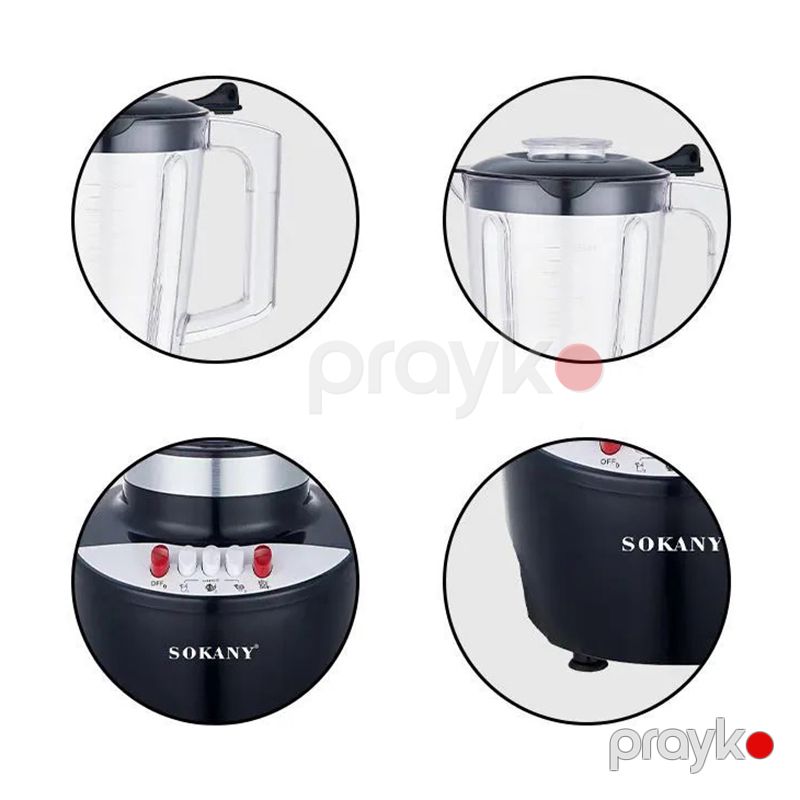 2-si 1 Arada Çoxfunksiyalı Sokany Blender 500W Termostat Nəzarəti Buz Qırma Özəlliyi İlə Polad Kokteyl Blenderi 1.5L — Blenderlər, xırdalayanlar və mikserlər, Bakı (6)