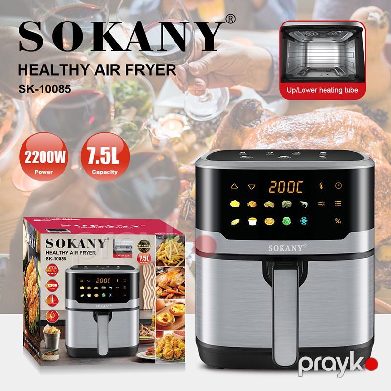 Sokany Yeni 7,5 Litrlik LED Ekranlı Yağsız Sağlam Bişirmək üçün Yüksək Keyfiyyətli Hava Fritözlü SK-10085 — Digər mətbəx texnikası, Bakı (2)