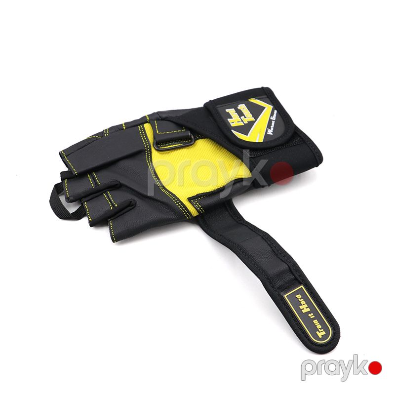 Hard Touch Standart Ölçülü Böyüklər Üçün Dəri Sport Əlcək Sarı Qara Dizaynda Qoruyucu Barmaqsız Məşq Əlcəyi — Geyim, ayakkabı, aksesuarlar, Bakı (3)