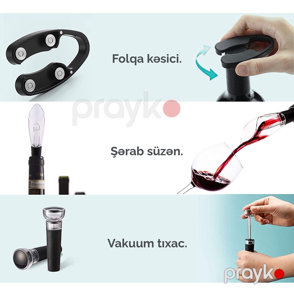 Modern Şərab Açan LED Göstəricili Şərab və Şampan Şüşələri üçün Avtomatik Elektrikli Şərab Açan Dəst — Mallar, Bakı (4)