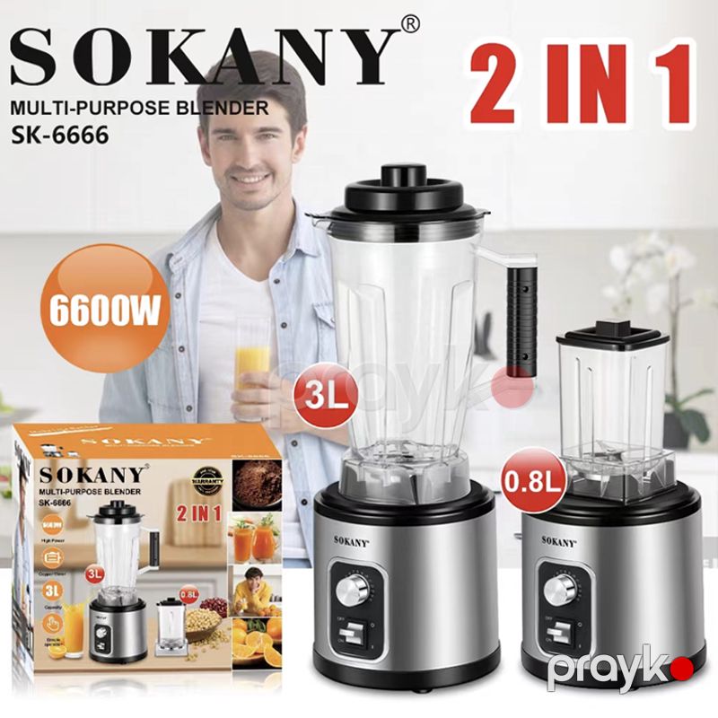 Sokany SK-6666 - 2-i 1-də Paslanmayan Polad Bıçaqları olan Çox Məqsədli Qarışdırıcı Blender 6600 W Güc — Blenderlər, xırdalayanlar və mikserlər, Bakı (6)