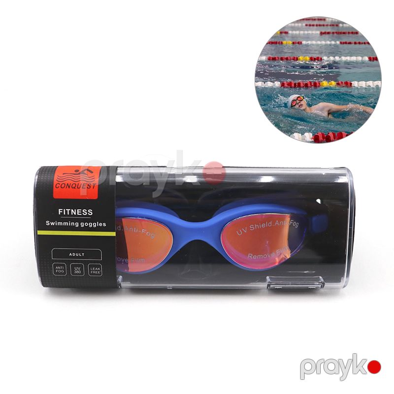 Conquest Anti Fog UV 380 Professional Üzgüçülük Eynəyi Duman Əleyhinə Ultra Yüngül Sızdırmaz Üzgücülük Eynəyi Mavi — İdman, hobi, istirahət, Bakı (6)