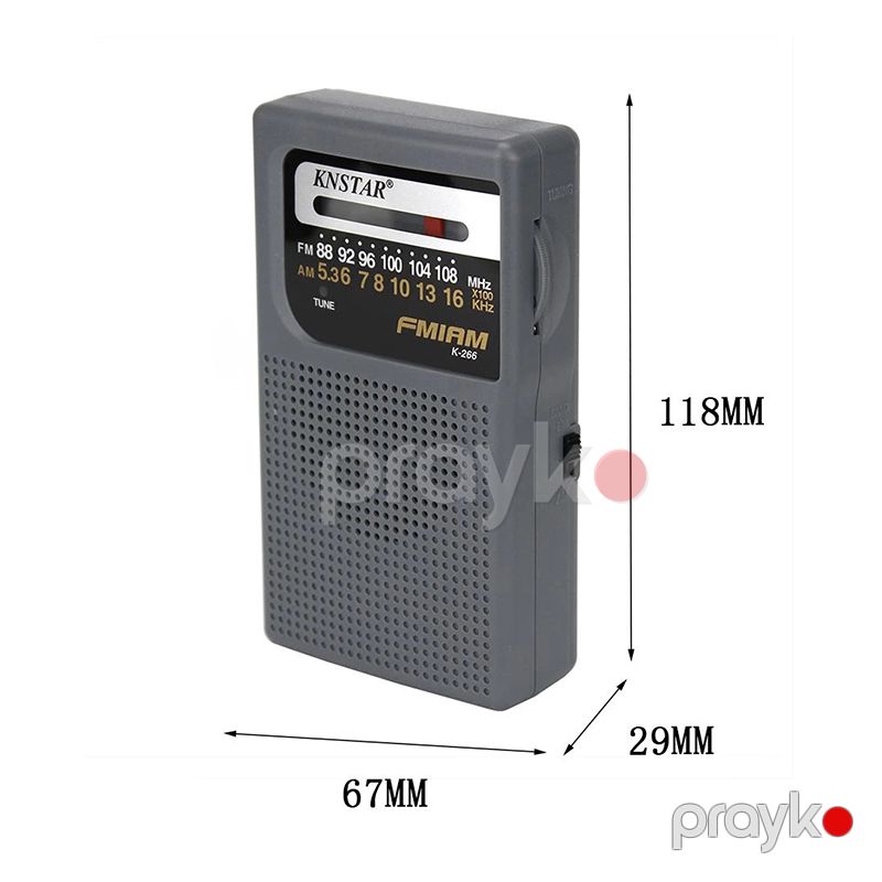 Knstar K-266 Portativ Mini AM FM Radio Daxili Dinamik Antenna 3.5mm AUX Qulaqlıq — Elektronika, Bakı (6)
