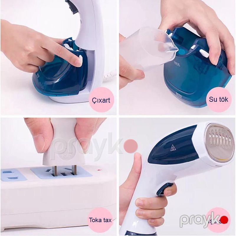 Sokany Elektrikli Buxar Ütüsü 1500W Gücündə Protativ Seramik Ütü 280ml Su Çəninə Sahib Paltar Buxarlayıcısı 220V — Ev texnikası, Bakı (4)
